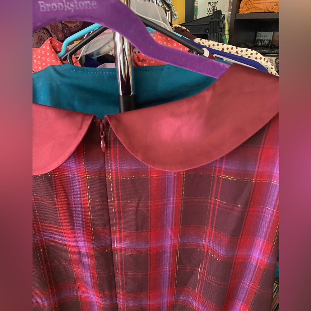 Modcloth Burgundy Plaid Dress with tags - Picture 6 of 6